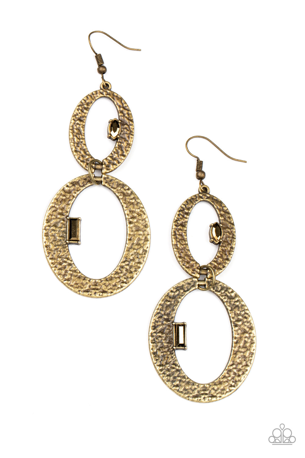 OVAL and OVAL Again - Brass Earring Paparazzi E0589