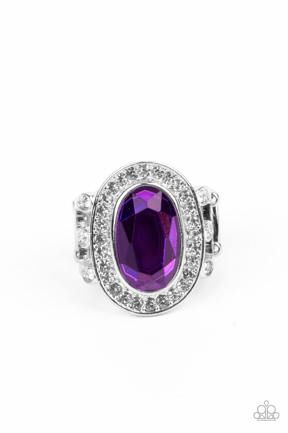 Always OVAL-achieving - Purple Gem & White Rhinestone Ring Paparazzi R0518