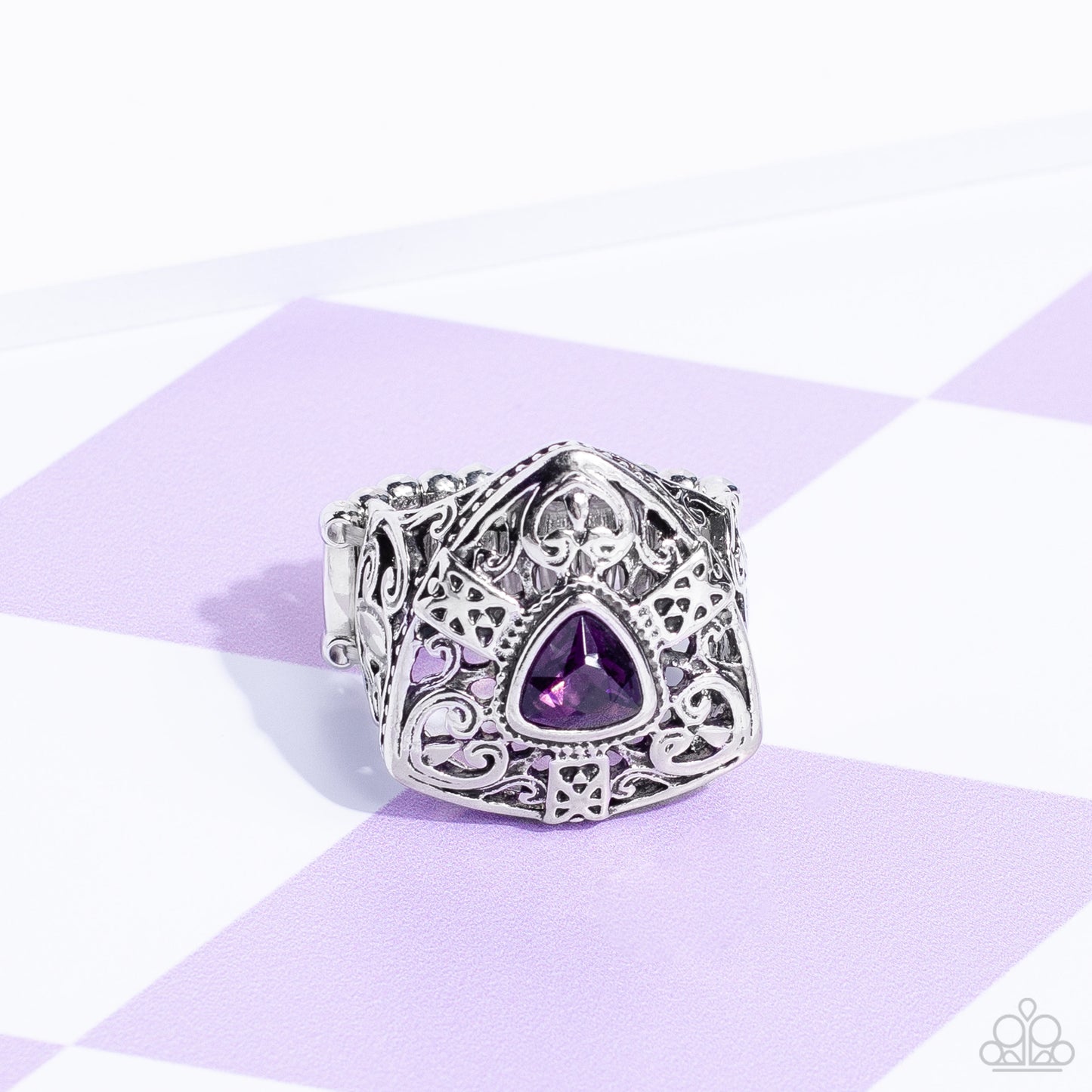 Charismatic Couture - Purple Rhinestone Filigree Ring Paparazzi R0450