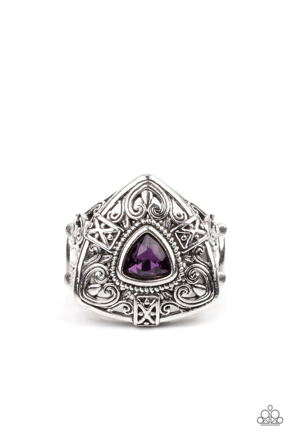 Charismatic Couture - Purple Rhinestone Filigree Ring Paparazzi R0450