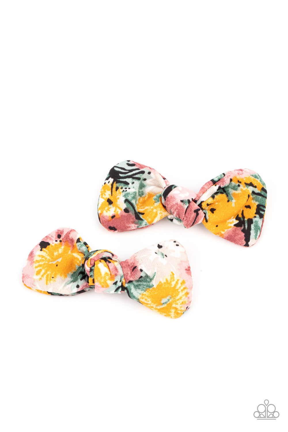 Pastime Picnic - Multi Yellow, Green, Pink, And Gray Hair Bow Paparazzi H0013