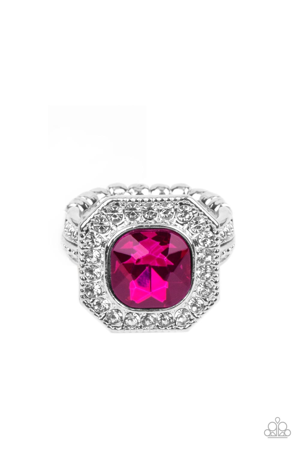 Title Match - Pink Gem & White Rhinestone Ring Paparazzi R0464