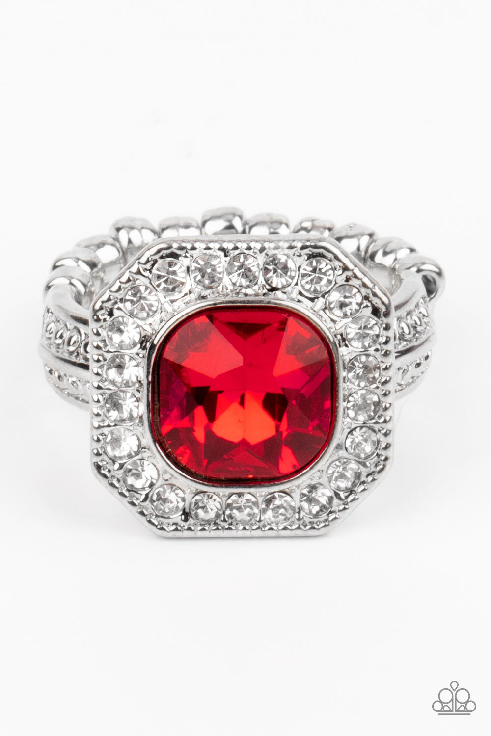 Title Match - Red Gem & White Rhinestone Ring Paparazzi R0433