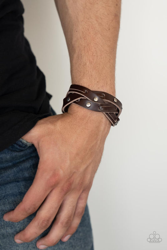 Rugged Roundup - Brown Leather Urban Bracelet Paparazzi B0671