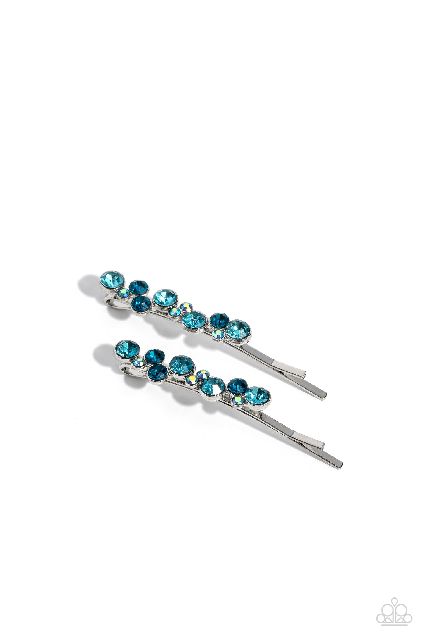 Bubbly Ballroom - Blue Light, Dark & Iridescent Rhinestone Hair Clips Paparazzi H0119