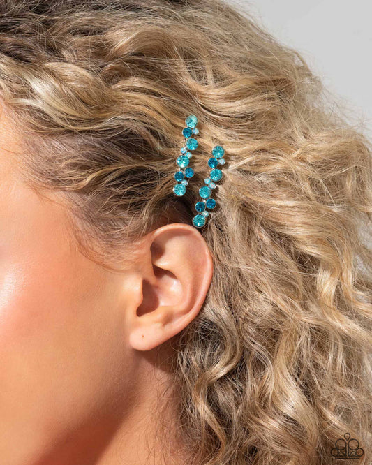 Bubbly Ballroom - Blue Light, Dark & Iridescent Rhinestone Hair Clips Paparazzi H0119