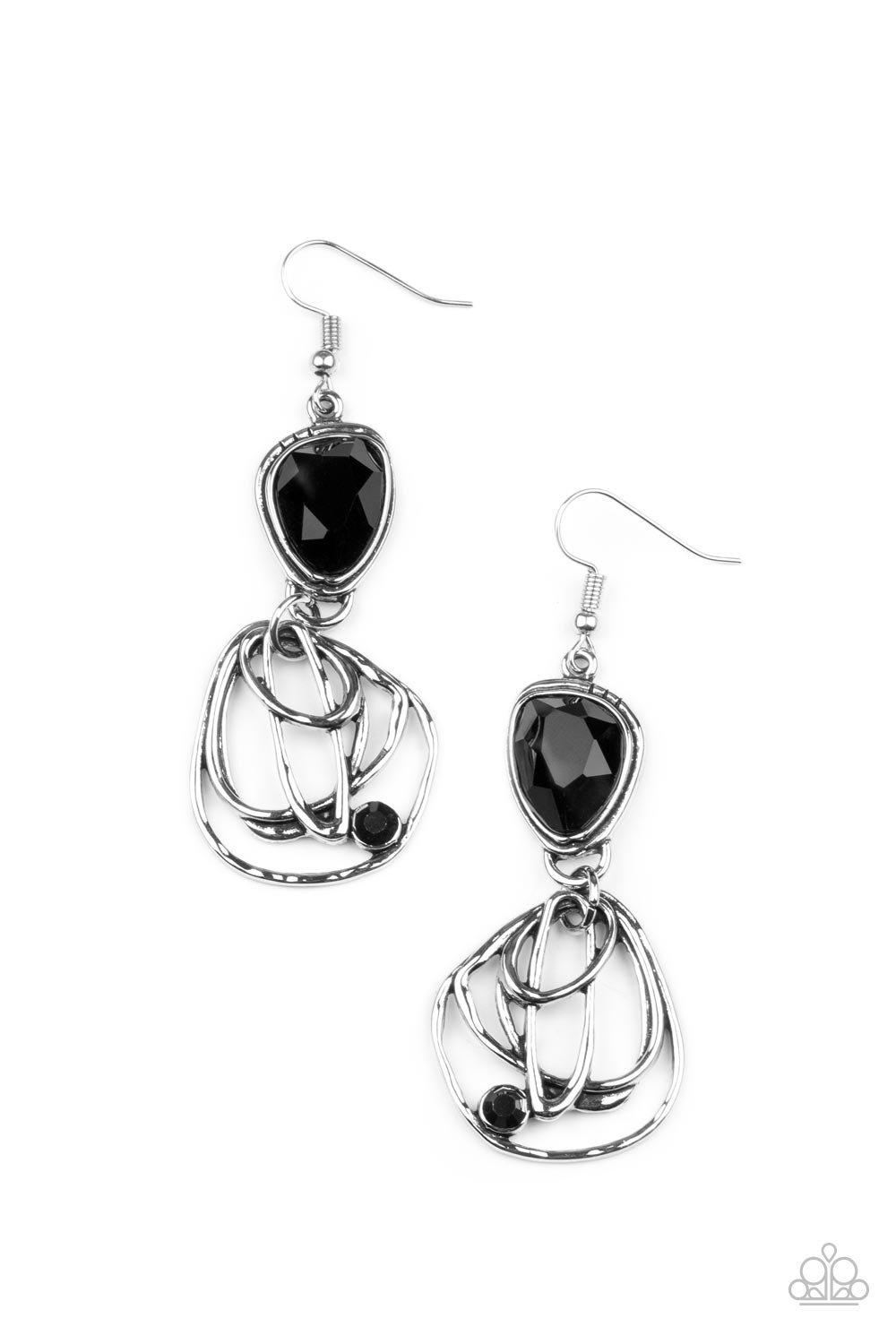 Galactic Drama - Black Gem Earring Paparazzi E0698