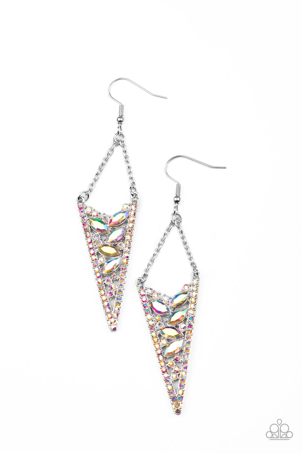 Sharp-Dressed Drama - Multi Iridescent Rhinestone Earring Paparazzi E0716