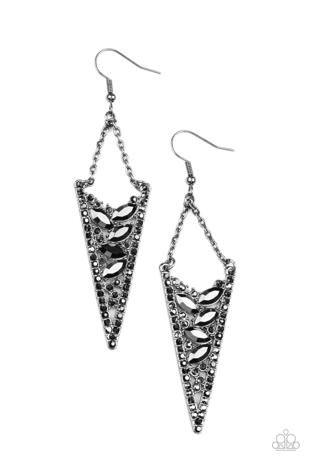 Sharp-Dressed Drama - Black Gunmetal With Smoky Hematite Rhinestone Earring Paparazzi E0989