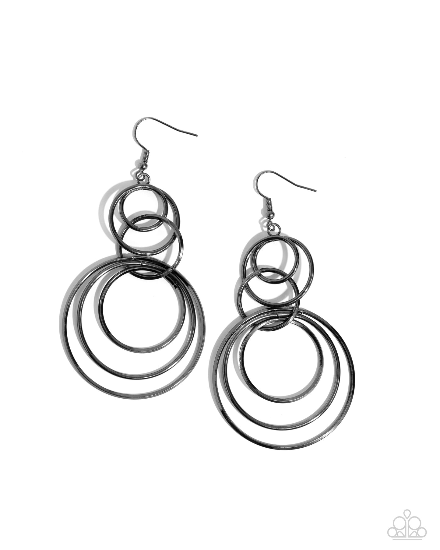 Disorienting Demure - Black Gunmetal Hoops Earring Paparazzi E1996