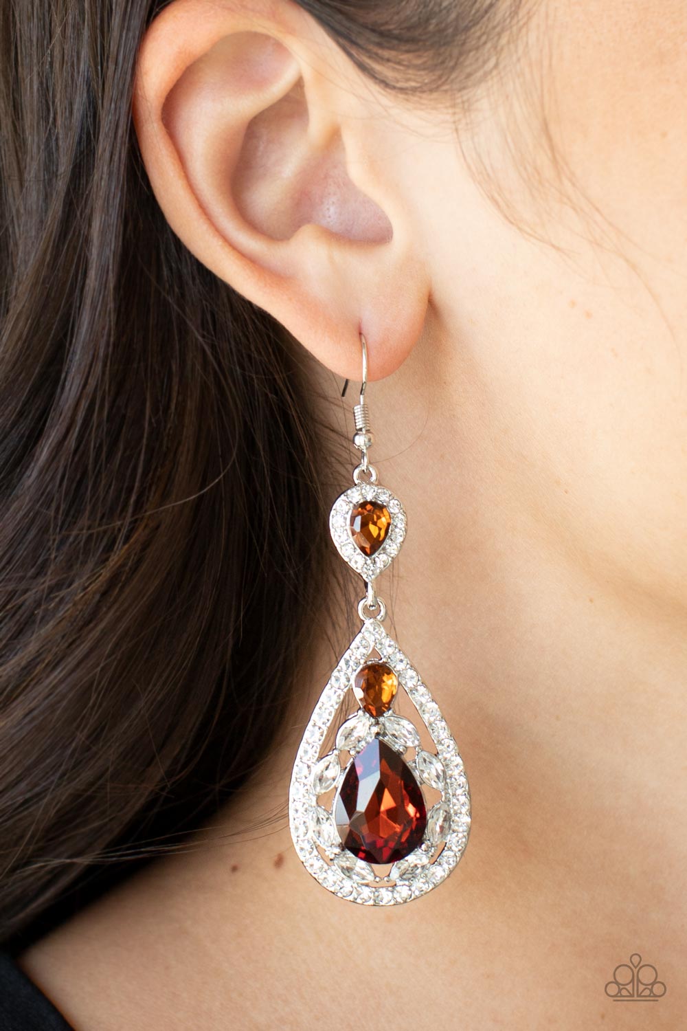 Posh Pageantry - Brown Earring Paparazzi E0530