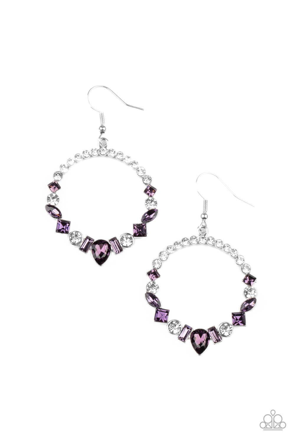 Revolutionary Refinement - Purple Gem White Rhinestone Earring Paparazzi E1317