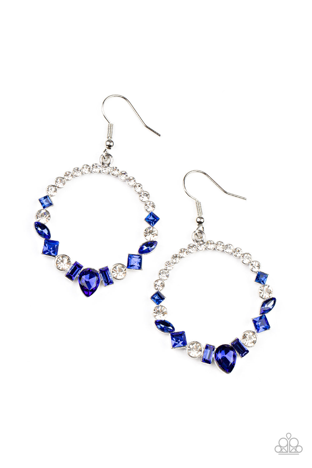 Revolutionary Refinement - Blue And White Rhinestone Silver Earring Paparazzi E0692