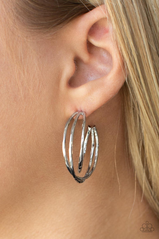 City Contour - Silver Hoop Earring Paparazzi E0476