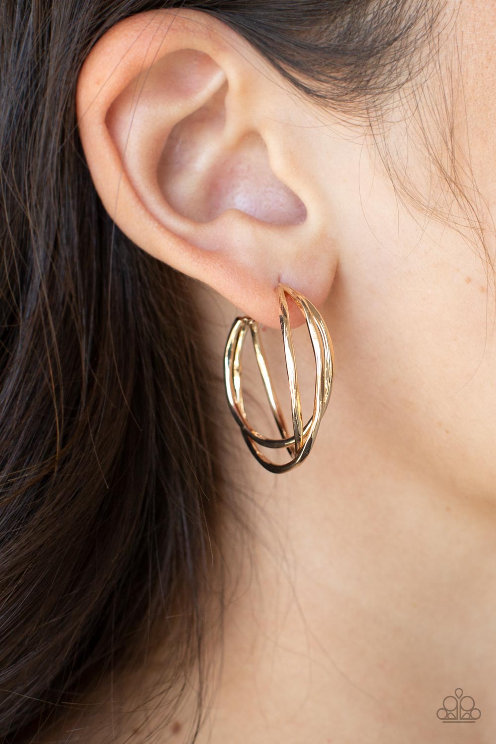 City Contour - Gold Hoop Earring Paparazzi E0388