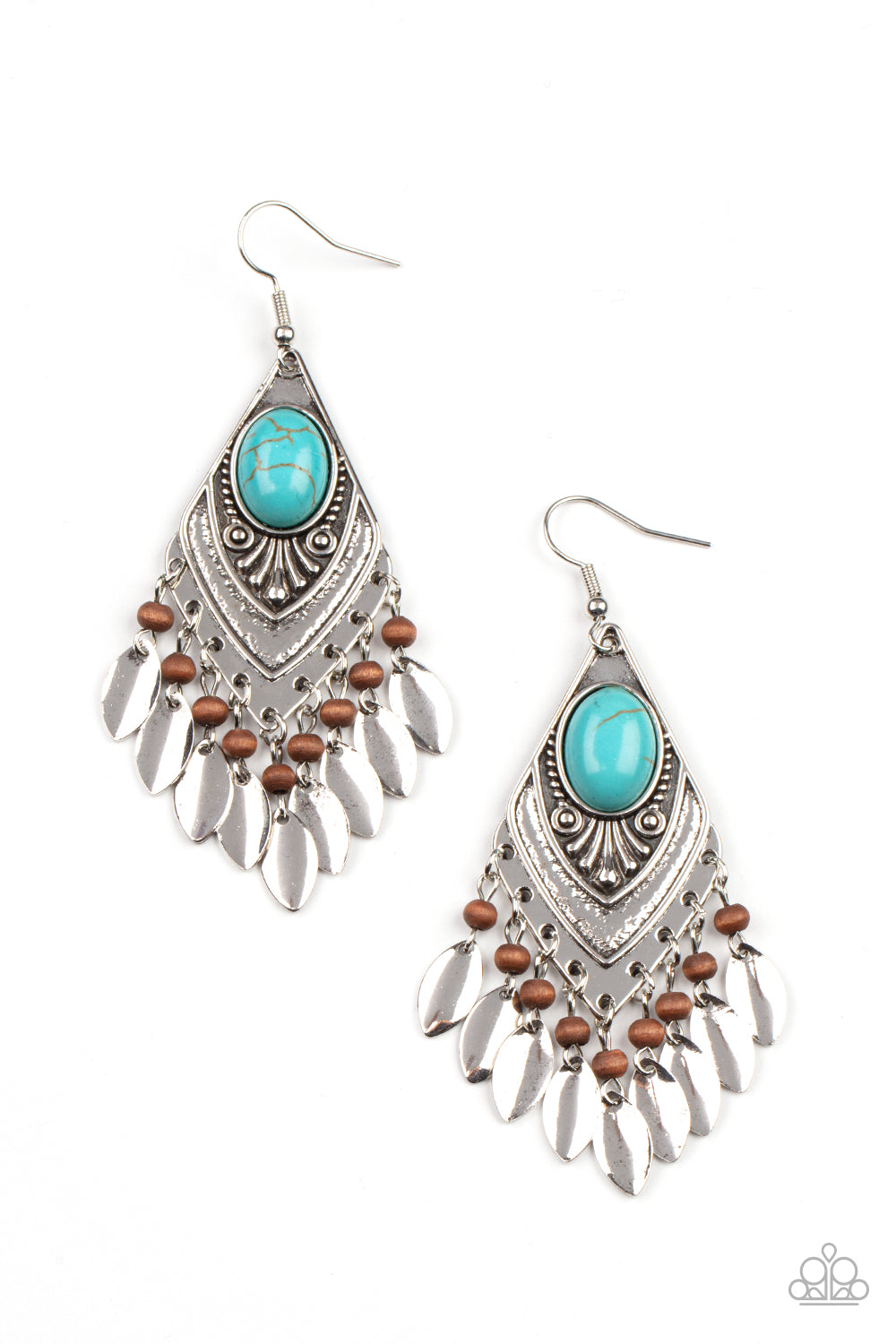 Earthy Etiquette - Blue Turquoise Stone Santa Fe Style Earring Paparazzi E1313