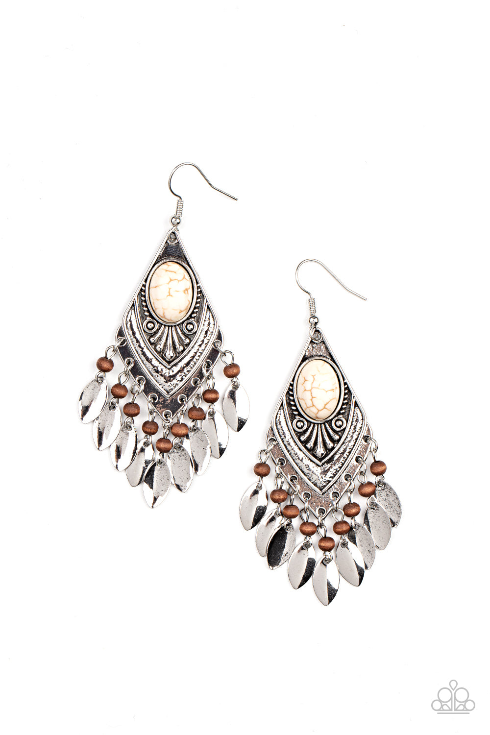 Earthy Etiquette - White Stone Santa Fe Style Earring Paparazzi E1626