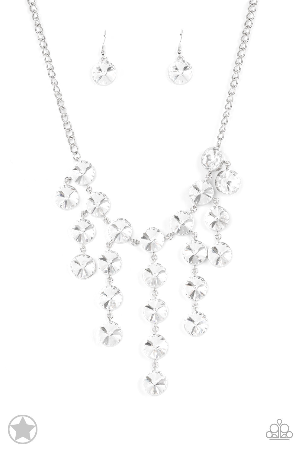 Spotlight Stunner White Rhinestone Blockbuster Necklace Paparazzi N0405