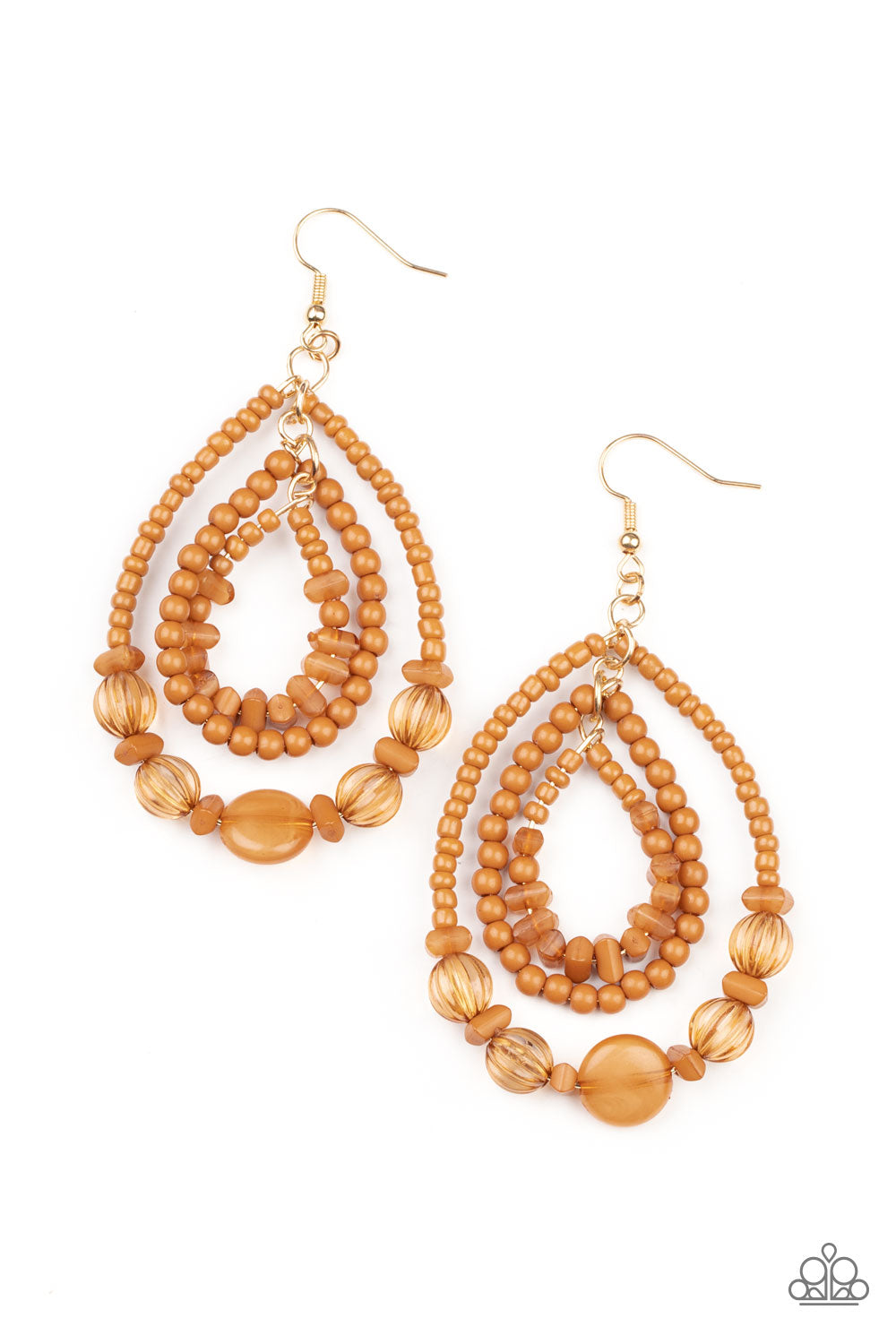 Prana Party - Brown Stone Seed Bead Earring Paparazzi E0449