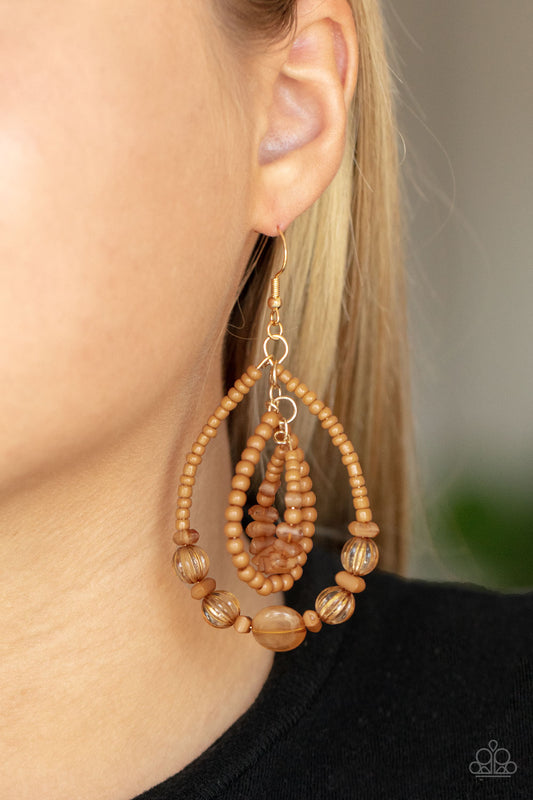 Prana Party - Brown Stone Seed Bead Earring Paparazzi E0449