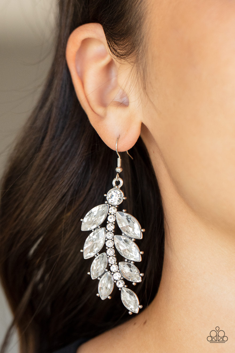 Ice Garden Gala - White Earring Paparazzi E0351