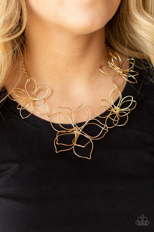 Flower Garden Fashionista Gold Necklace Paparazzi N0483