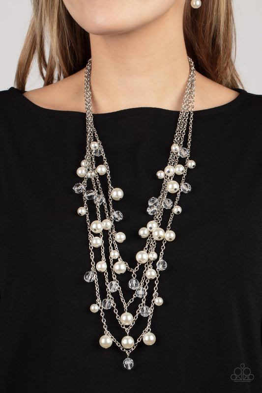 Vintage Virtuoso - White Pearl Multi-Layered Necklace Paparazzi N1236