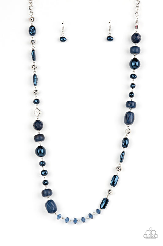 Juicy Gossip - Blue Pearly, Crystal & Acrylic Bead Necklace Paparazzi N1404
