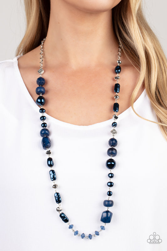 Juicy Gossip - Blue Pearly, Crystal & Acrylic Bead Necklace Paparazzi N1404