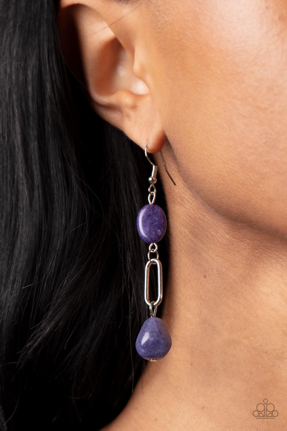 Stone Apothecary - Purple Teardrop Amethyst Stone Earring Paparazzi E0941