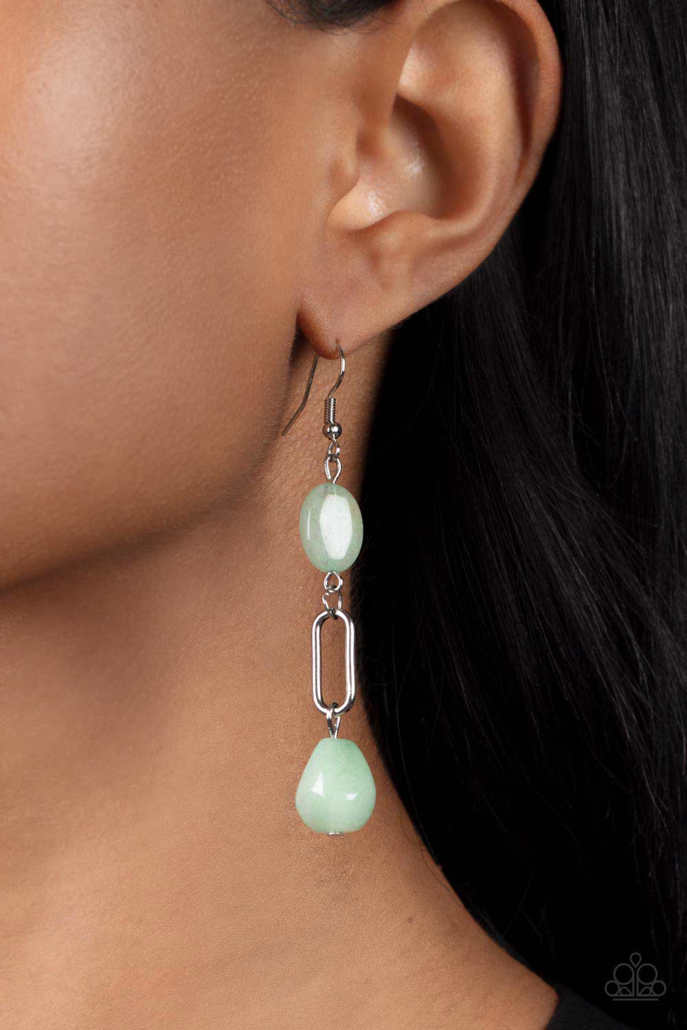 Stone Apothecary - Green Jade Stone Earring Paparazzi E1300