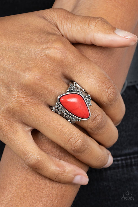 Soul Trek - Red Stone Santa Fe Style Ring Paparazzi R0277