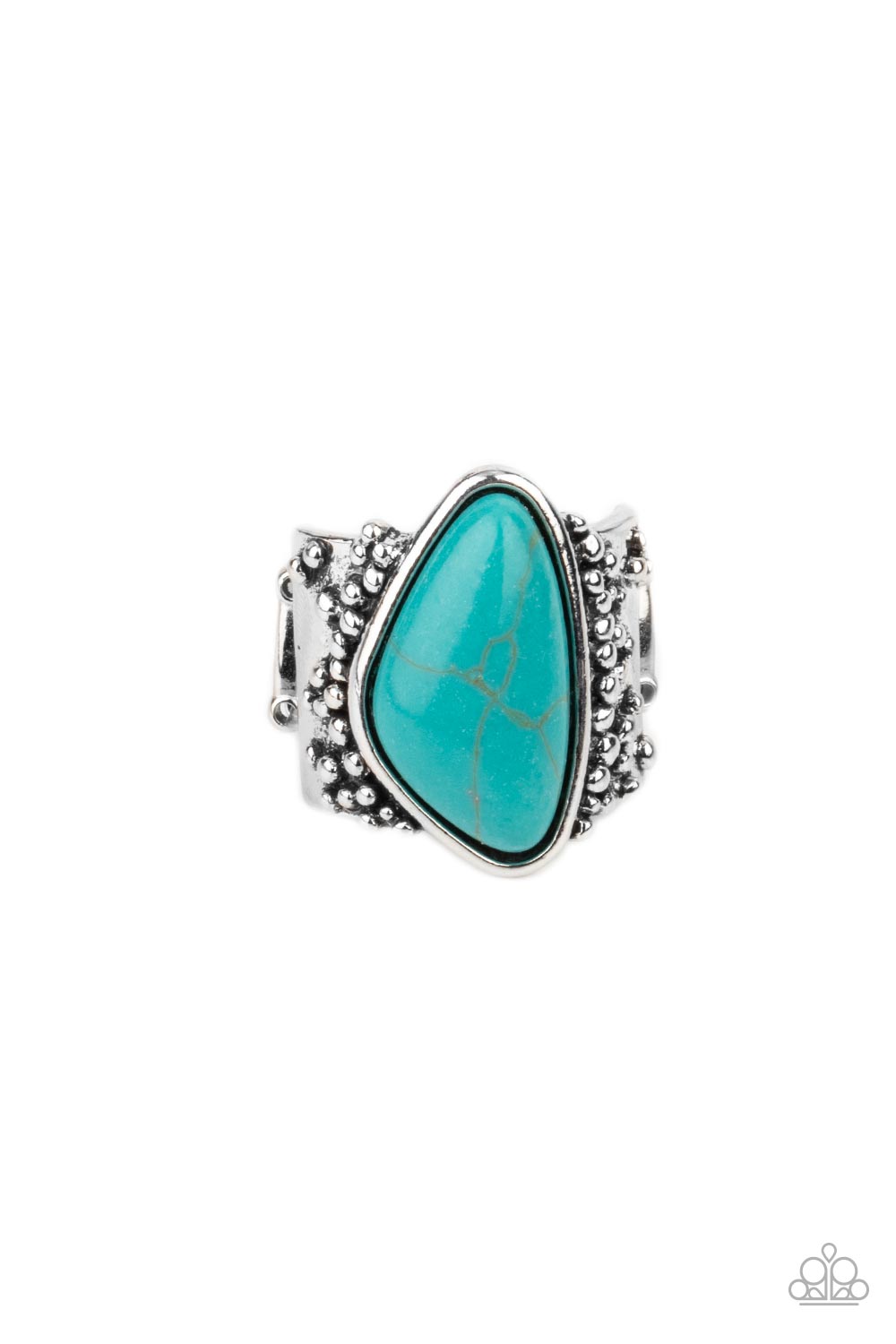 Soul Trek - Blue Cracked Stone Silver Ring Paparazzi R0307