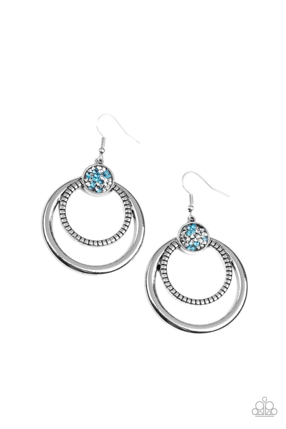 Spun Out Opulence - Blue and Hematite Rhinestone Earring Paparazzi E0270