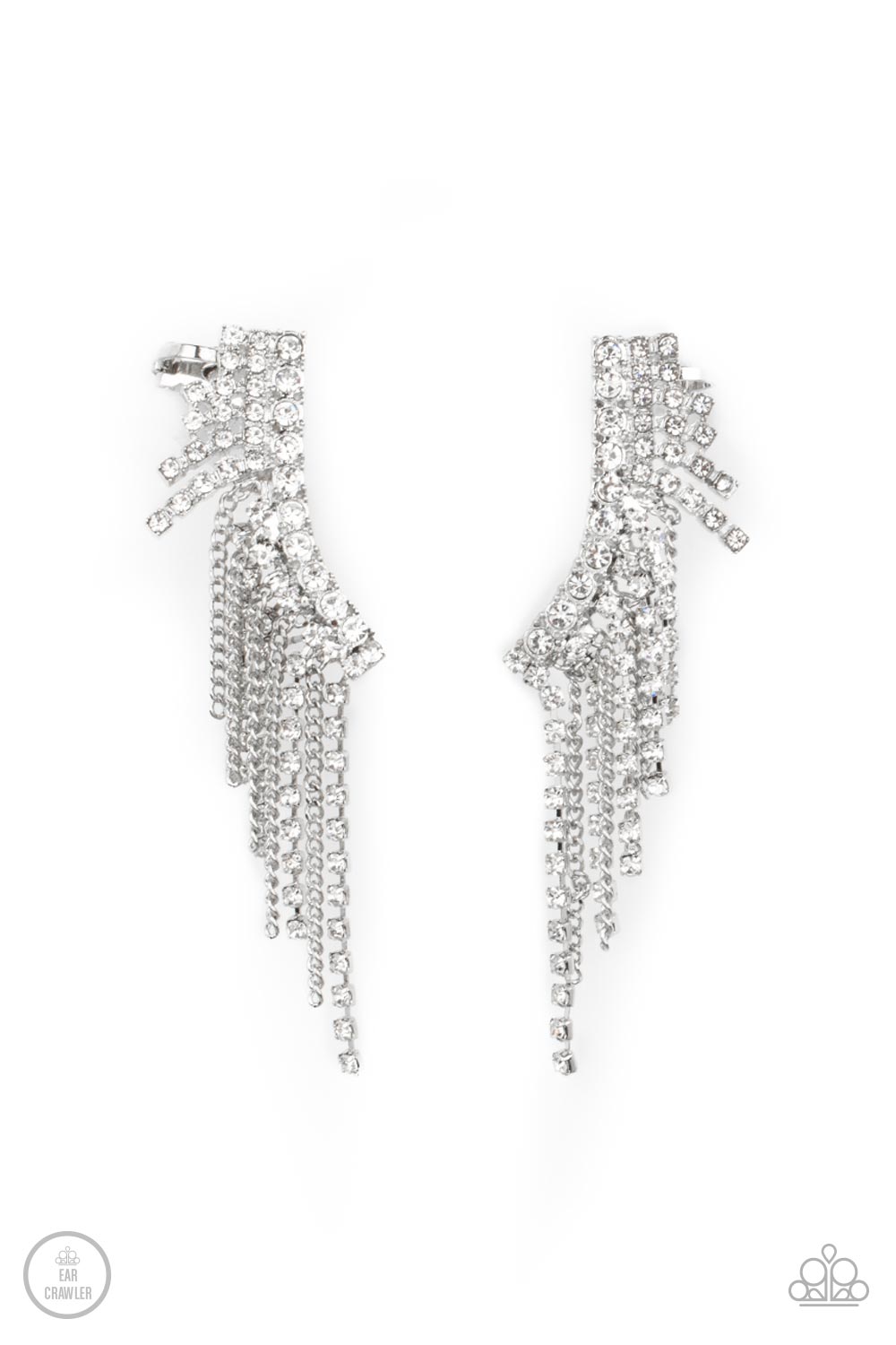 Thunderstruck Sparkle - White Rhinestone Ear Crawler Paparazzi E0700