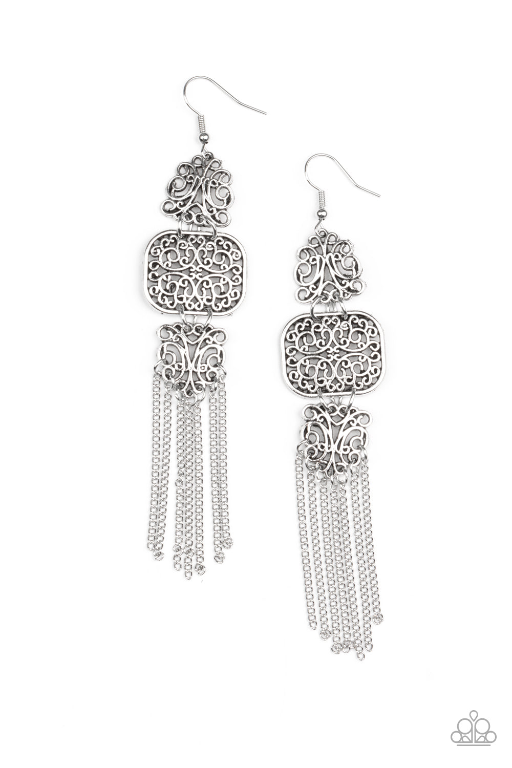 Eastern Elegance - Silver Filigree Earring Paparazzi E0574