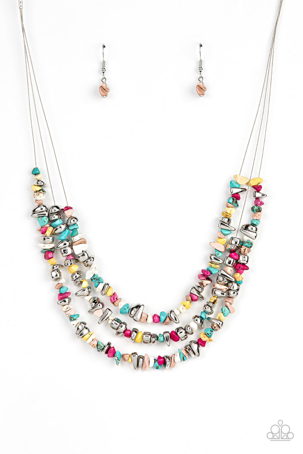 Placid Pebbles - Multi Pebble Necklace Paparazzi N0772