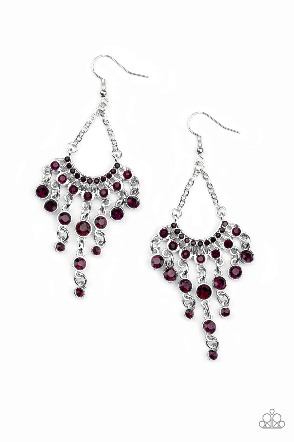 Commanding Candescence - Purple Rhinestone Chandelier Earring Paparazzi E1051