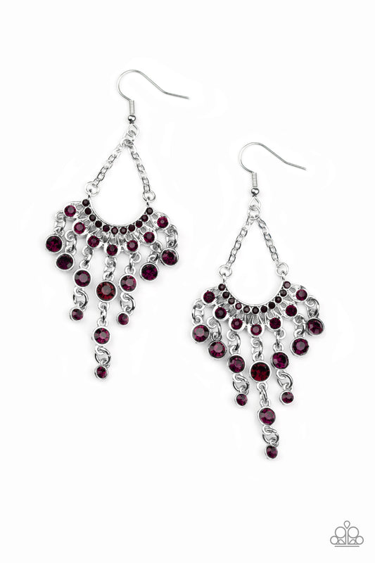 Commanding Candescence - Purple Rhinestone Chandelier Earring Paparazzi E1051