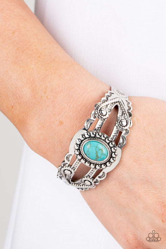 Sonoran Soul Searcher - Blue Turquoise Stone Santa Fe Style Cuff Bracelet Paparazzi B0844