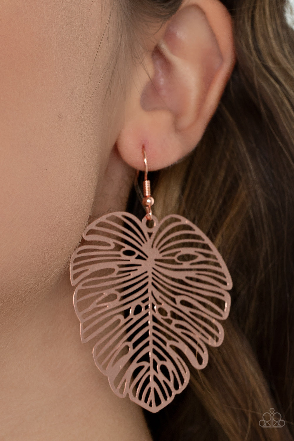 Palm Palmistry - Copper Earring Paparazzi E0591