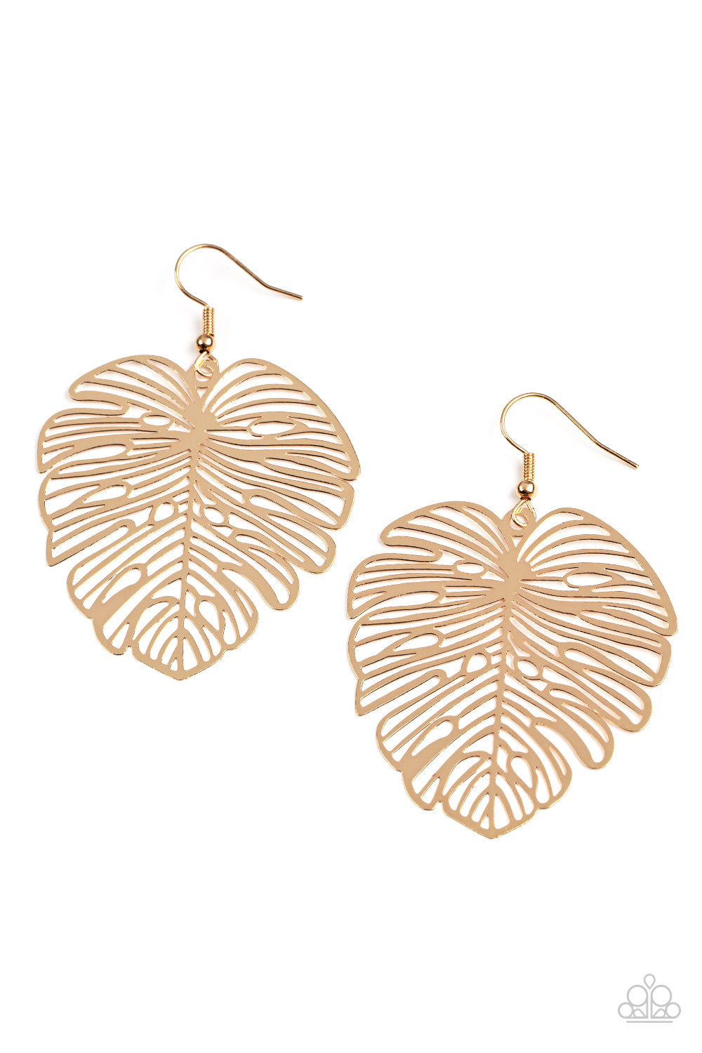 Palm Palmistry - Gold Palm Leaf Earring Paparazzi E0652