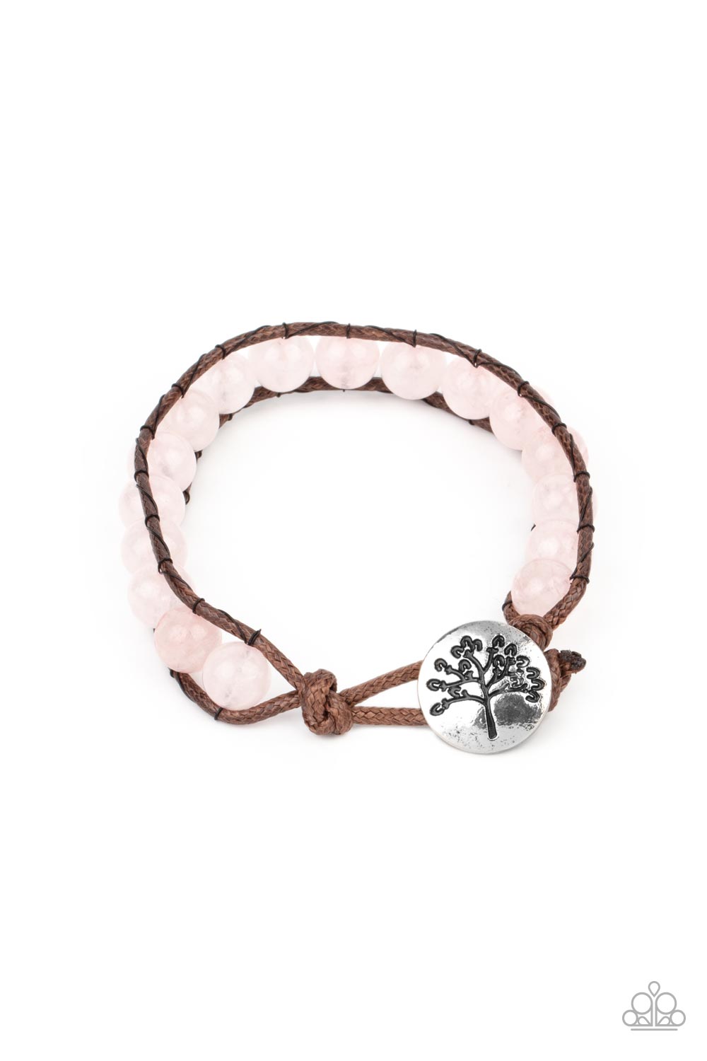 Seasonal Bounty - Pink Rose Quartz Bead Button Loop Bracelet Paparazzi B1092