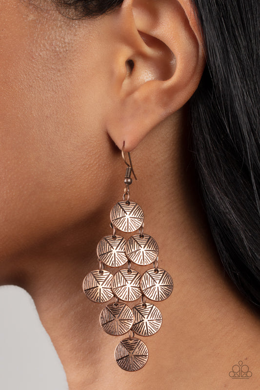 How CHIME Flies - Copper Earring Paparazzi E0575