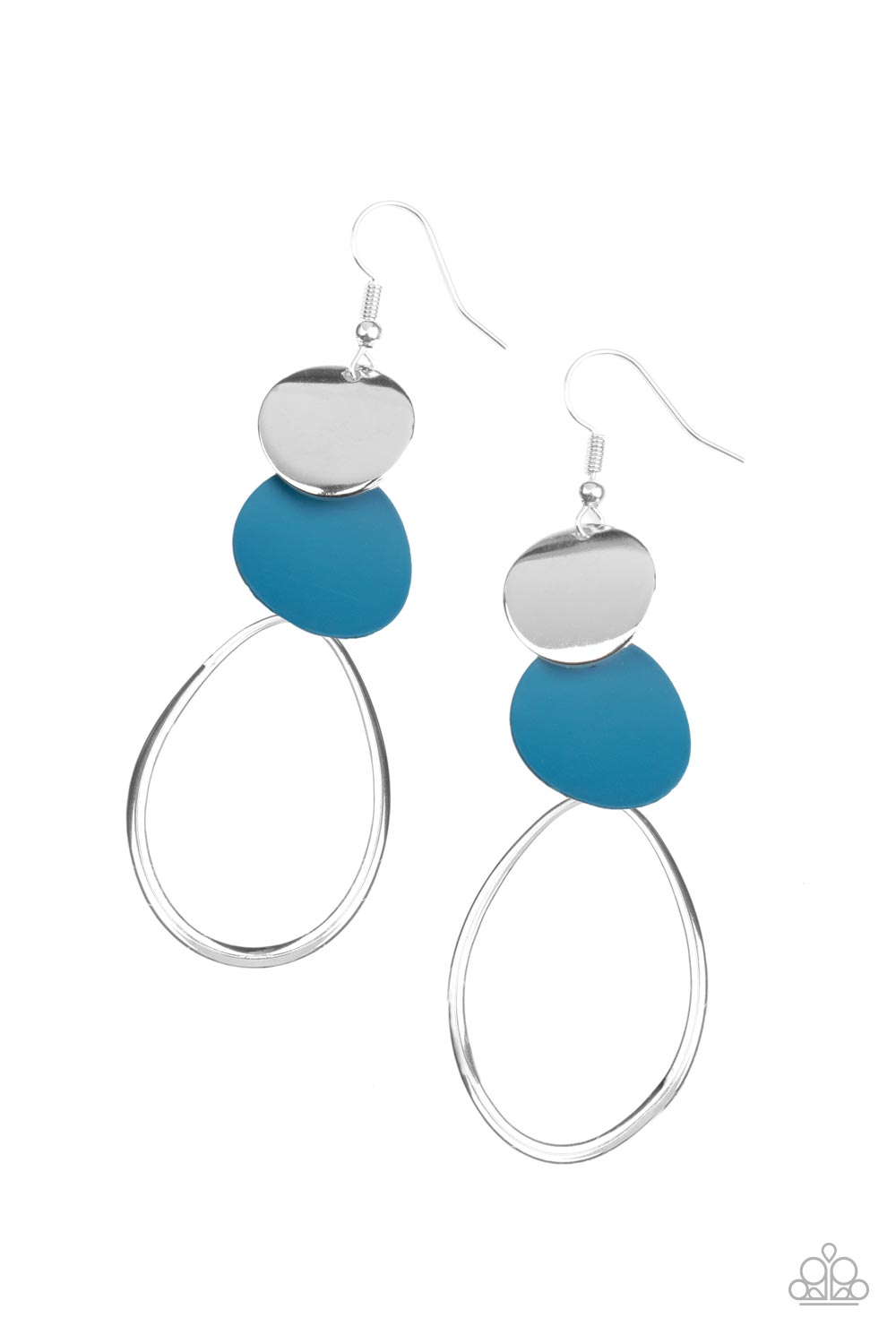 Retro Reception - Blue, Mykonos Blue & Silver Teardrop Frame Earring Paparazzi E1168