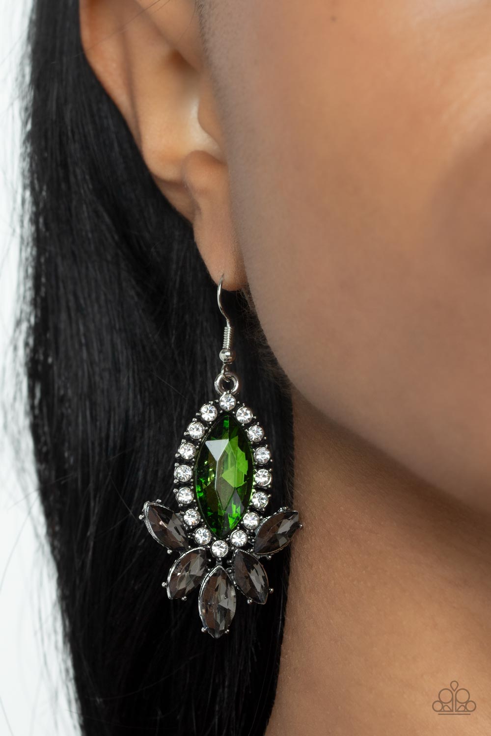 Serving Up Sparkle - Green Earring Paparazzi E0402