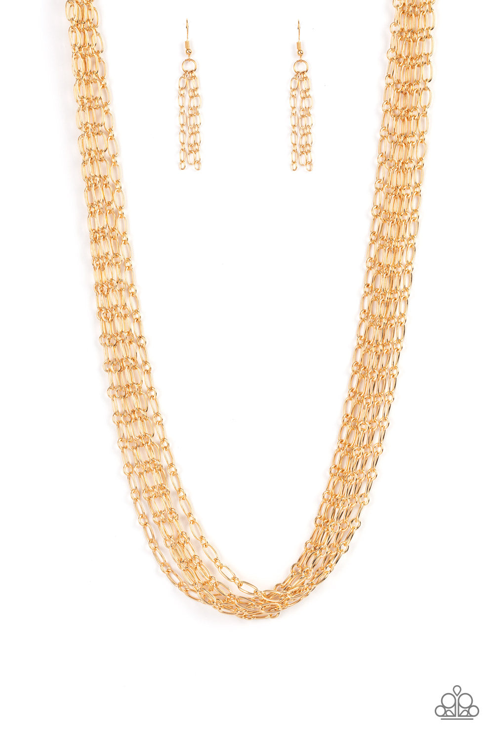 Dynamite Dynamo - Gold Multi Chain Necklace Paparazzi N1306