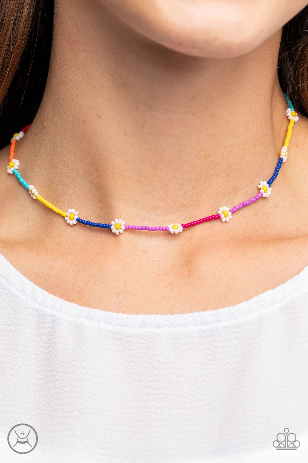 Colorfully Flower Child - Multi Seed Bead Choker Necklace Paparazzi N0777