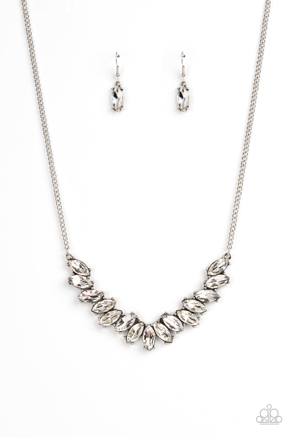 Galaxy Game-Changer - White Rhinestone Necklace Paparazzi N0694