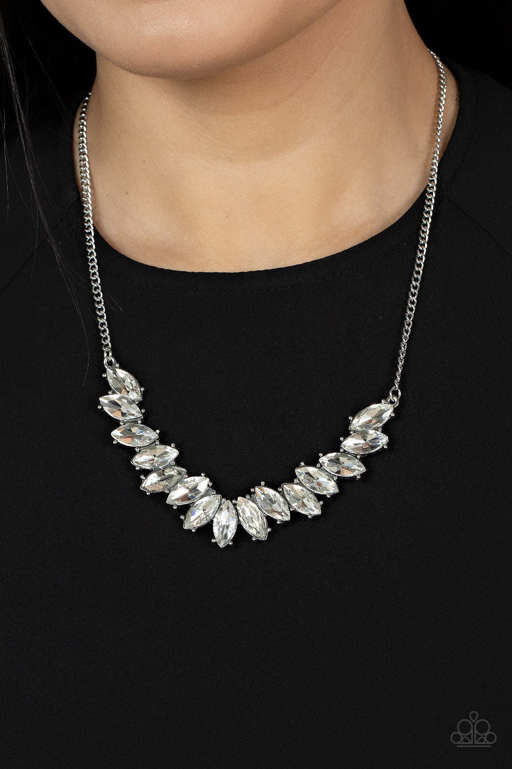 Galaxy Game-Changer - White Rhinestone Necklace Paparazzi N0694